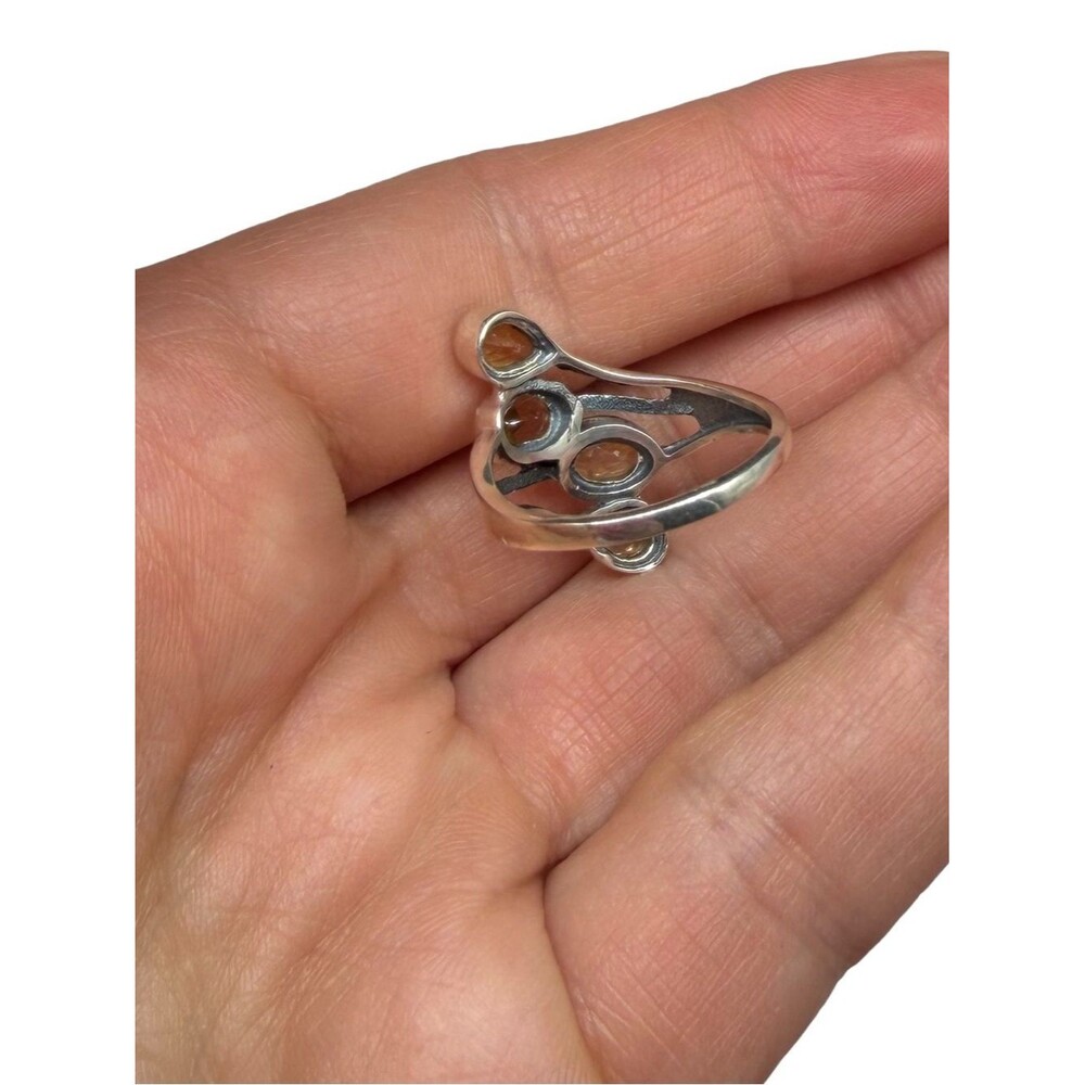 Citrine Ring Solid 925 Sterling Silver Size 10 Multi Stone Statement - Picture 6 of 9